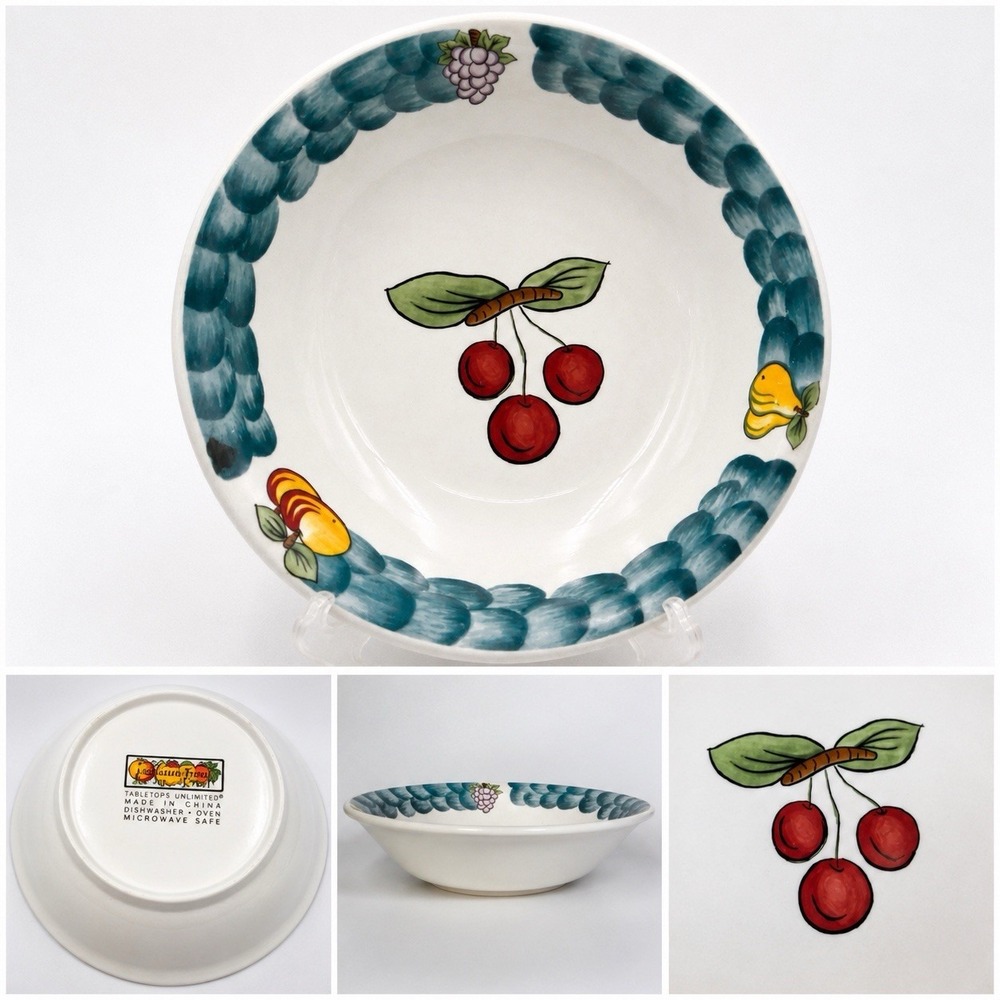Tabletops Unlimited Italian Fruit Soup Pasta Bowl 9" Ceramic Fruit Rim Oven Safe